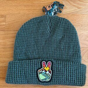 NWT AtomicChild Peace Waffle Beanie in Olive Color